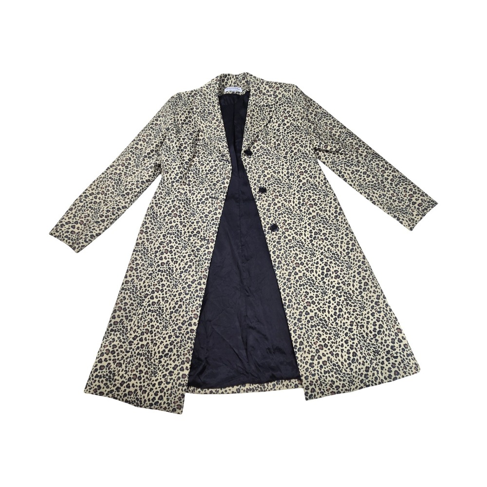 Jonathan Michael Vintage 90s Y2K Leopard Print Trench Coat 6 Made in USA Cheetah